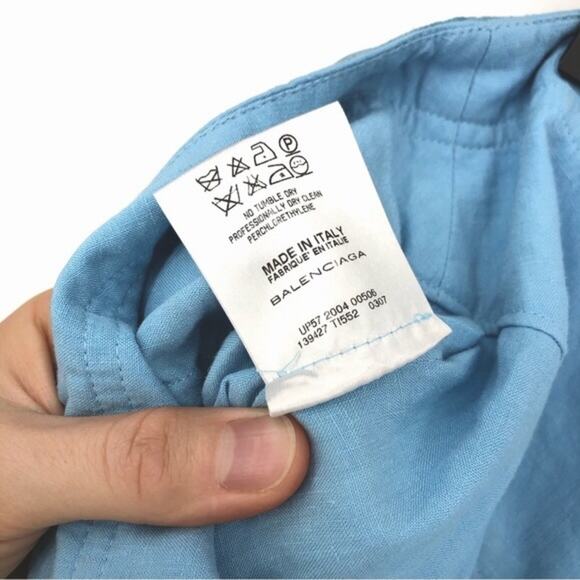 BALENCIAGA Linen Handkerchief High-Low Linen Skirt Light Blue 40 *Authentic - Picture 11 of 16